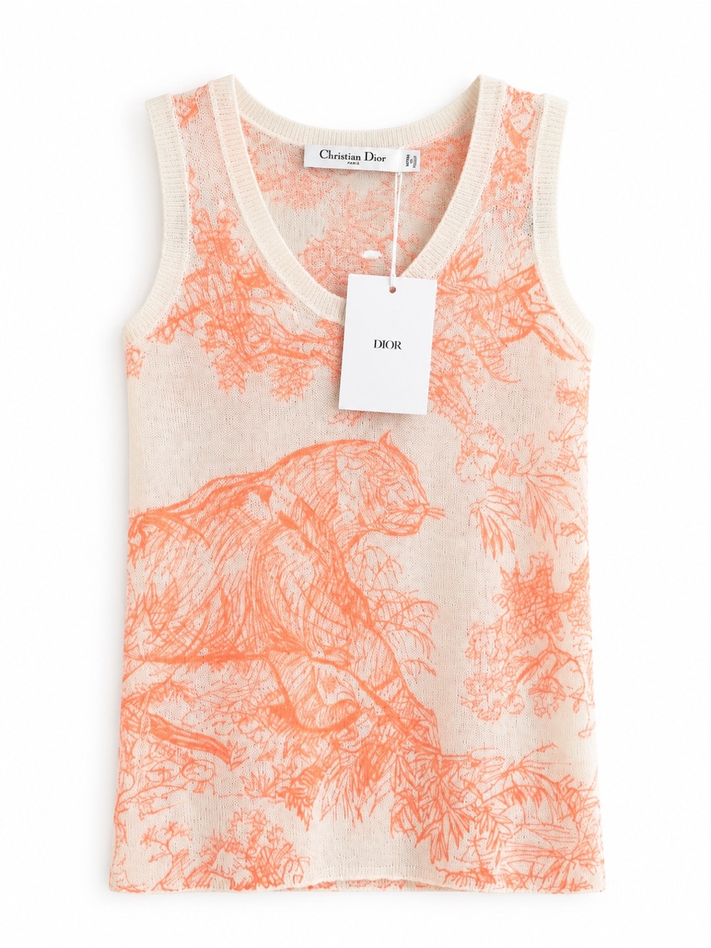Dior Cream and Coral Scenic Knit Tank